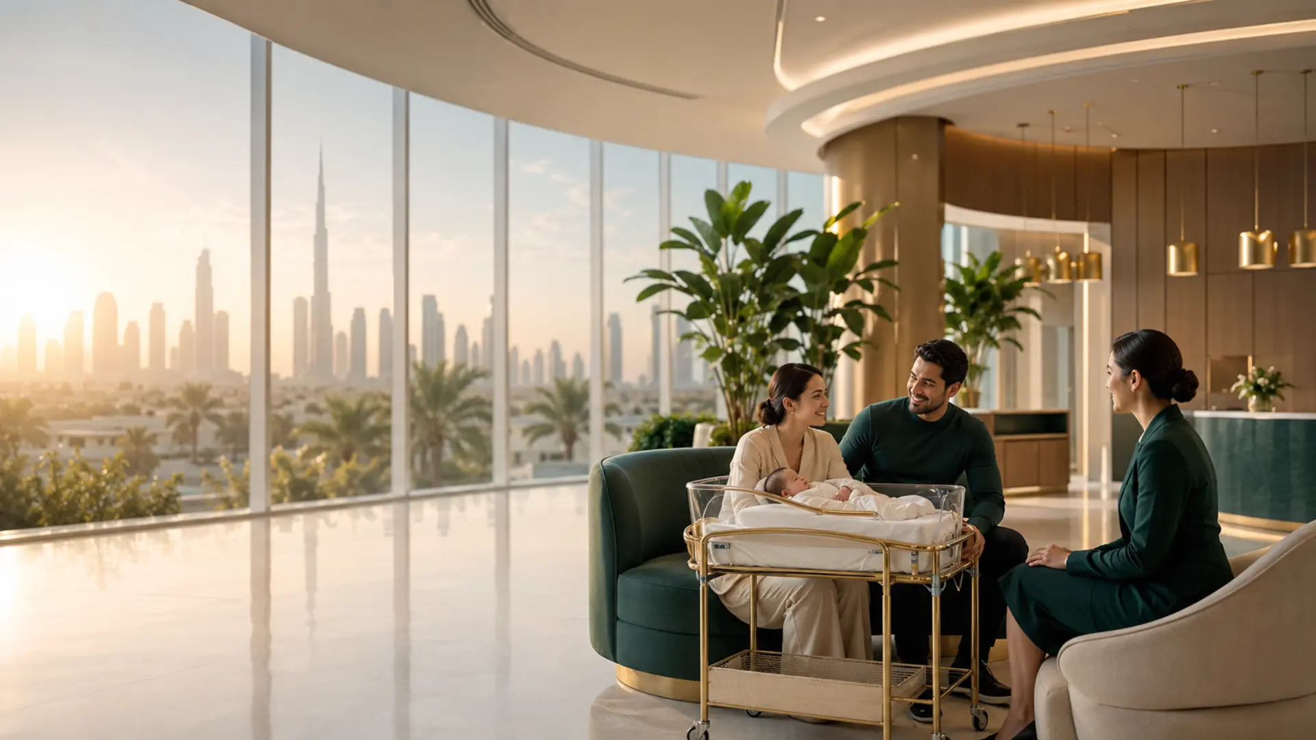 Parents receiving newborn documentation guidance in Dubai